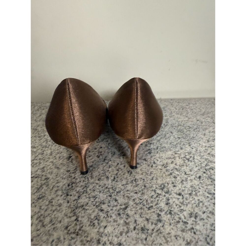 Nina Shoes Evening Formal Satin Dressy Copper Brown Bow Kitten Heels 7.5 Point T - Picture 4 of 9